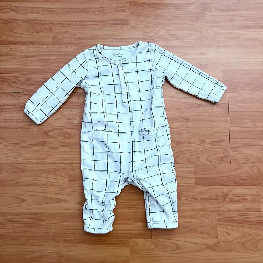 Pehr Plaid Windowpane Romper - 6-12 months